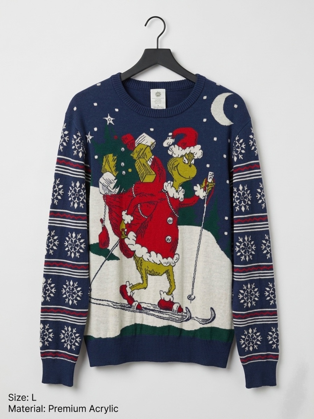 Unbranded Men’s Navy Grinch Ski Holiday Sweater